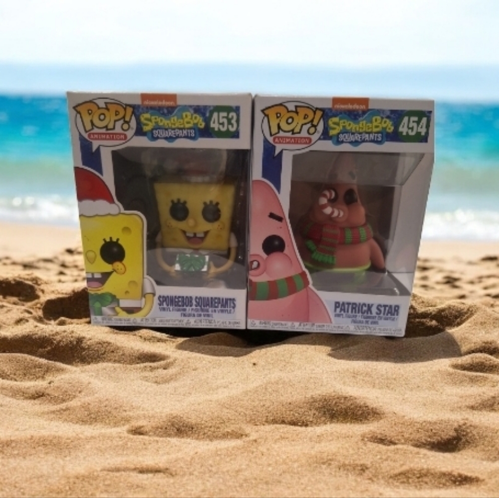 SPONGE BOB SQUAREPANTS AND PATRICK STAR CHRISTMAS FUNKO POPS